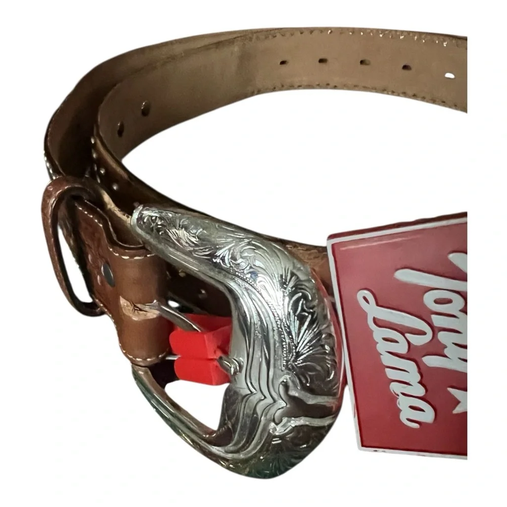 Tony Lama The Nashville Leather Stones and more Large Buckle Belt SZ 46